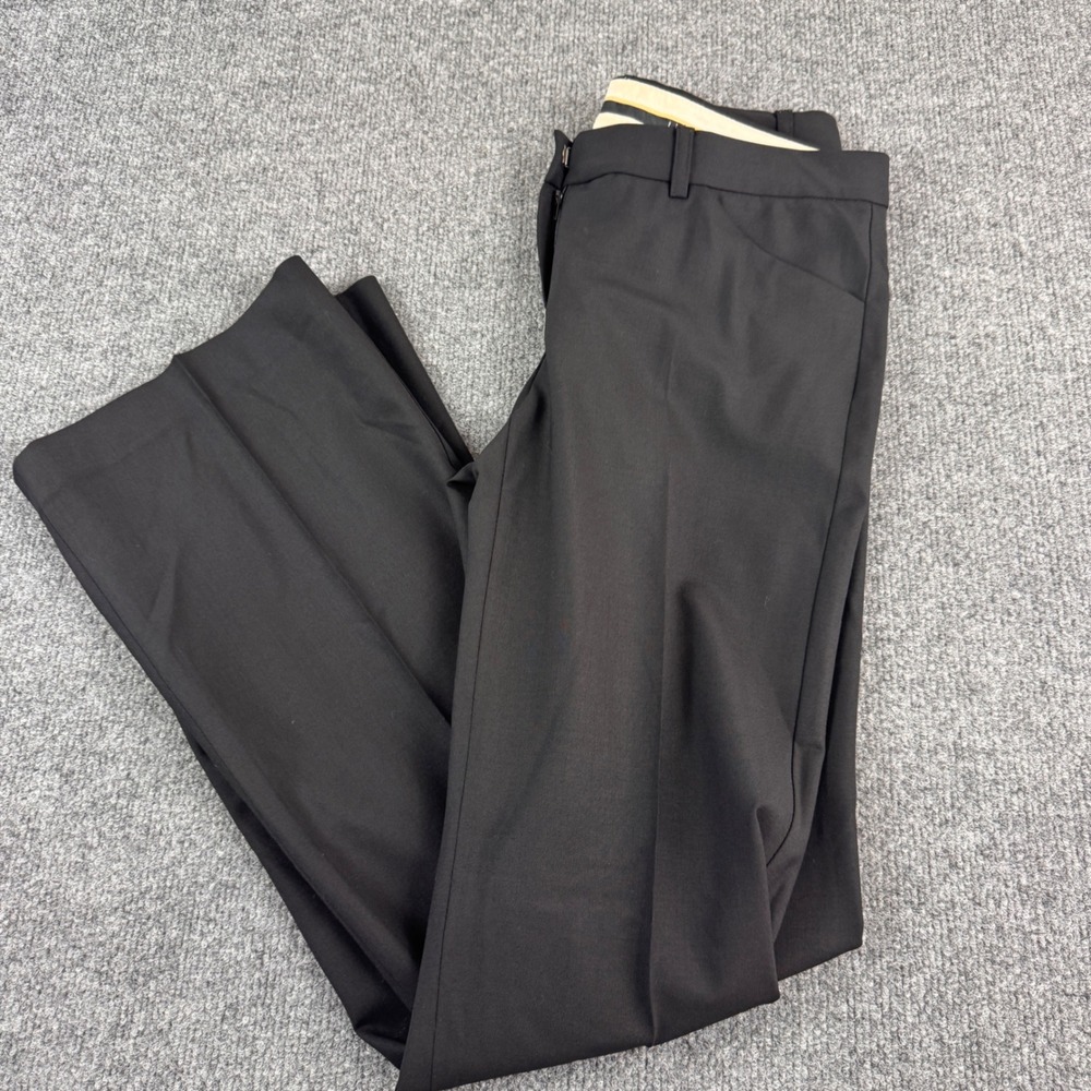Theory Trousers Women Size 2 Black Excellent Wide Leg Stretch Wool Made in USA